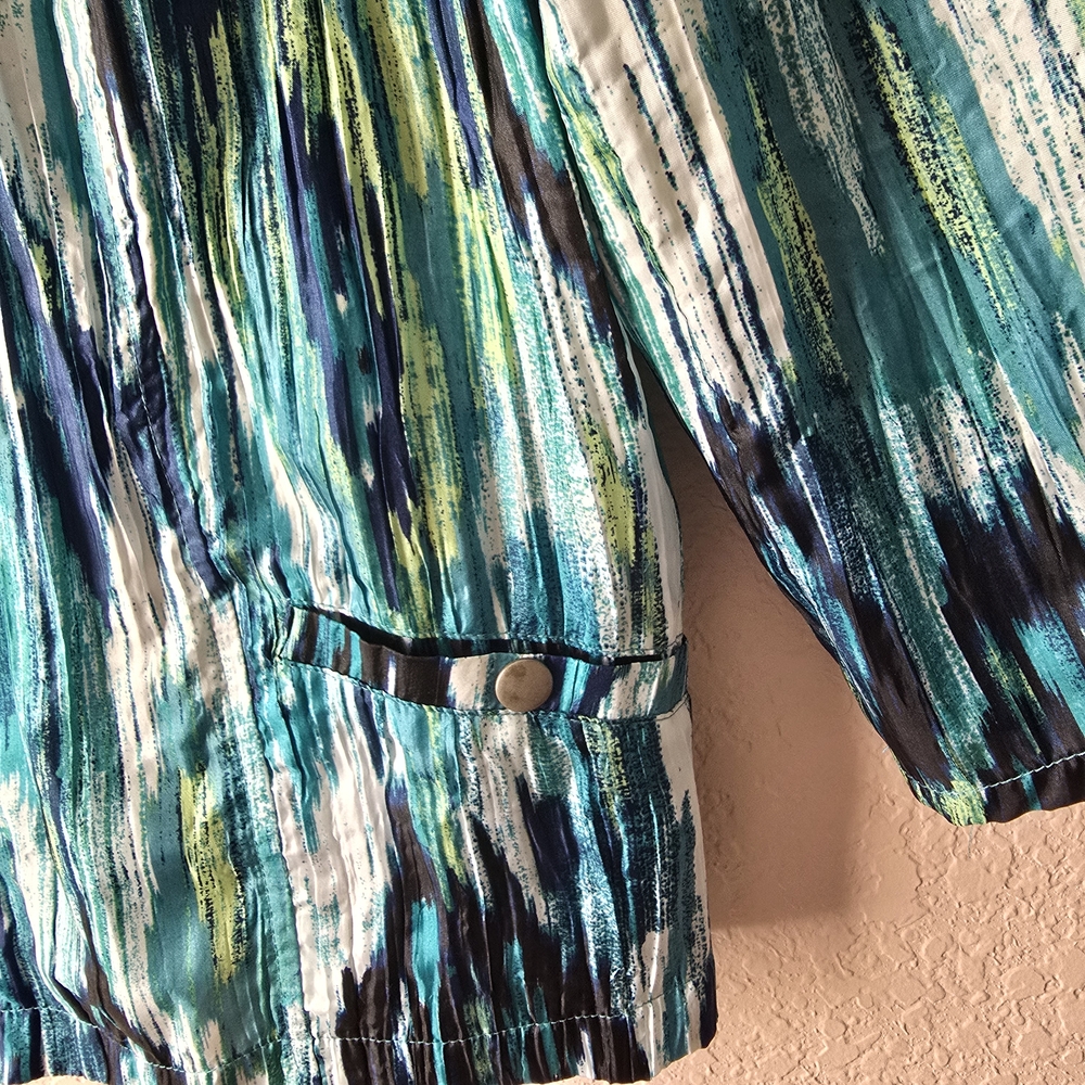 Weekends By Chicos Jacket 2 M Abstract Watercolor… - image 4